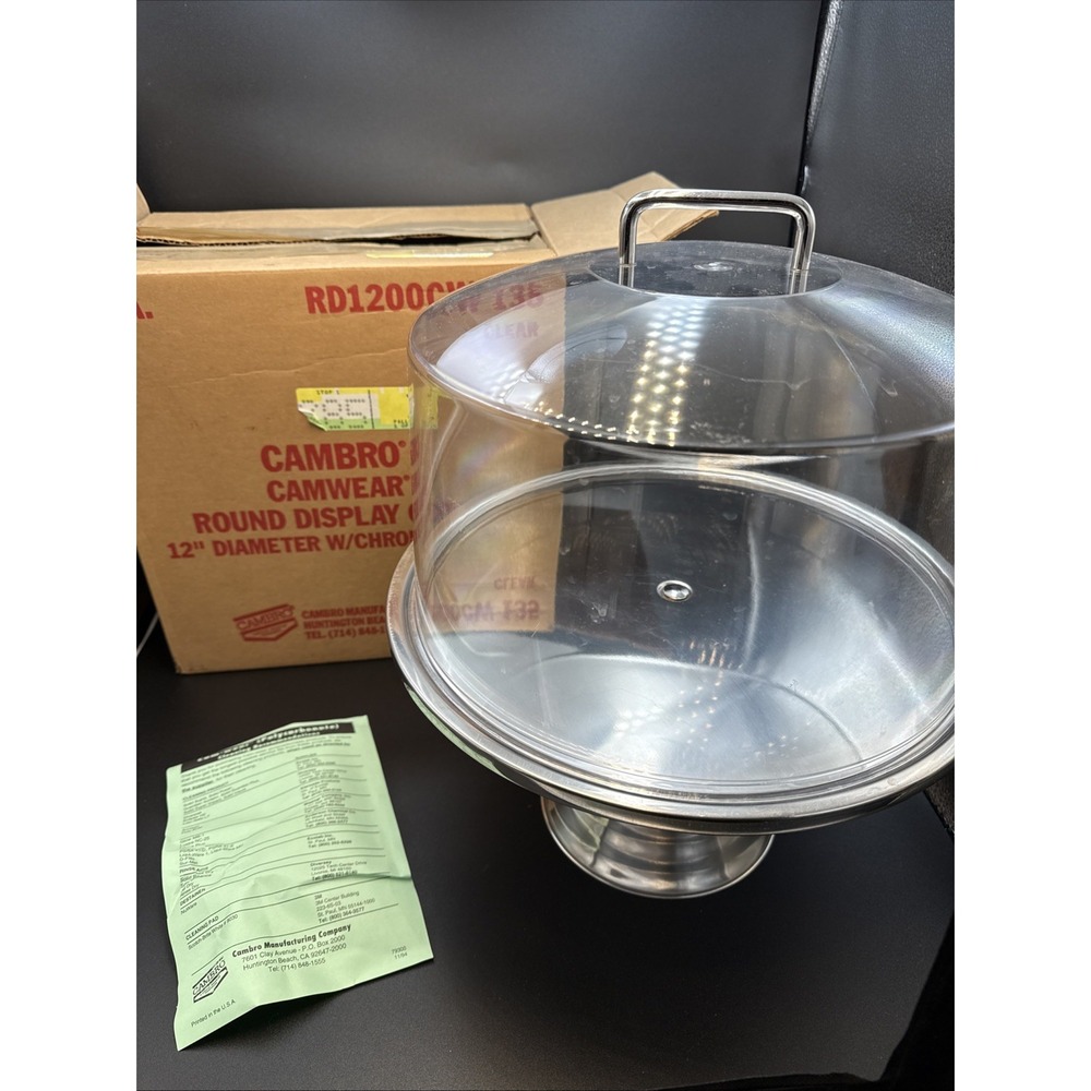Cambro Cake Stand‎ Dessert Display 12" Round Chrome Handle 15" Tall